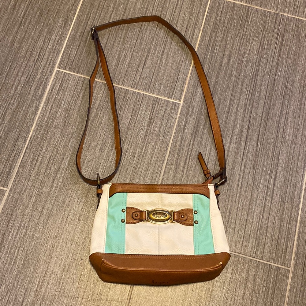 Boc Brown White Blue Purse Crossbody GUC